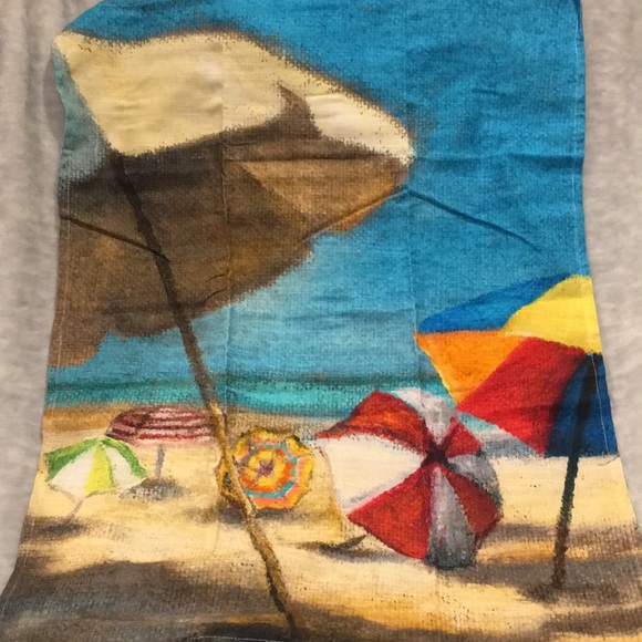 Beach Umbrellas Designer Kitchen Towel NWT Cotton India 26” X 21” - Picture 14 of 16